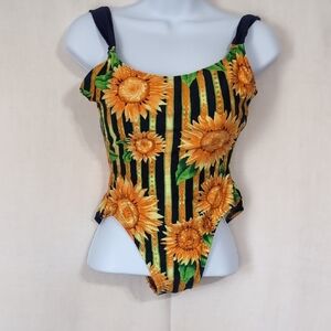 Vintage Sessa Sunflower One Piece Swimsuit Size 6